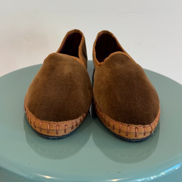 NEW Flabelus Velvet Slipper - Elinor Brown with Brown Piping Size 8 - Picture 6 of 9